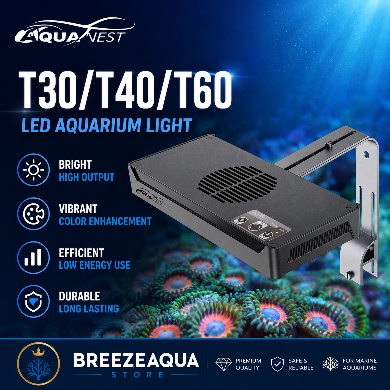 Marine Aquarium Temperature - AQUANEST LED Aquarium Light T30/40/60 CREE