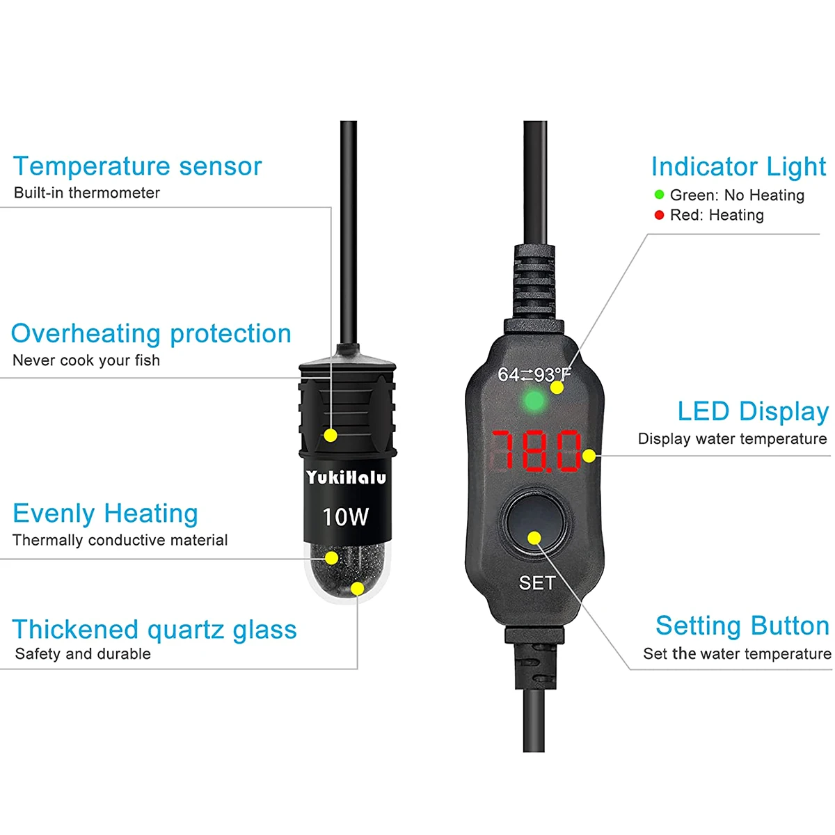 10W Adjustable Aquarium Heater - مراجعة Marine Aquarium Nano وسعره